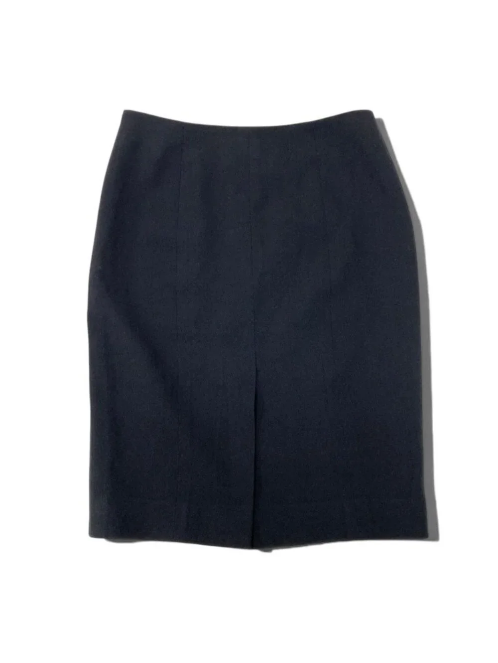 Chanel Knee Length Skirt CC Logo Pencil Wool Black 36